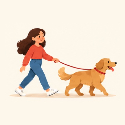 Een vrouw met een hond aan de lijn