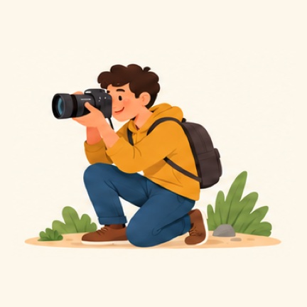 Een man met een fototoestel