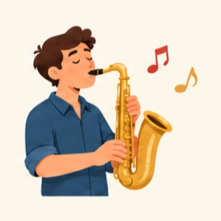 Een man met een saxofoon