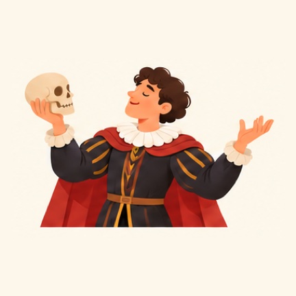 Een acteur met een schedel
